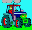 Dibujo Tractor en funcionamiento pintado por traktorea