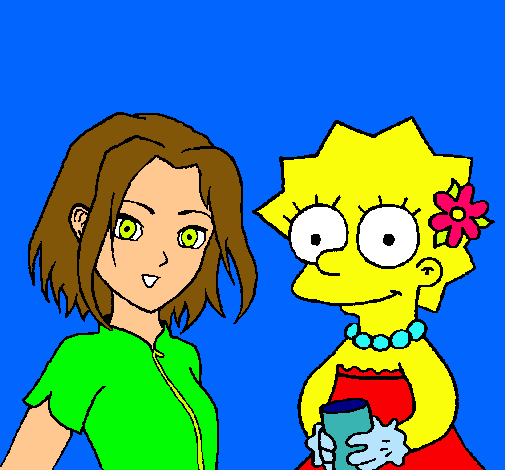 Dibujo Sakura y Lisa pintado por mona