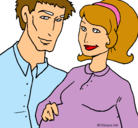 Dibujo Padre y madre pintado por embarazada