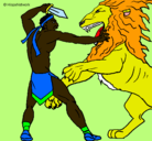 Dibujo Gladiador contra león pintado por zackmus