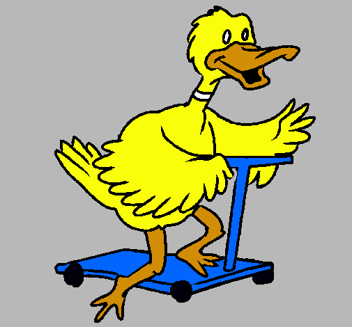 Pato en patinete