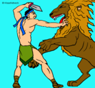 Dibujo Gladiador contra león pintado por 8976u