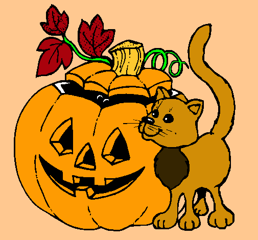 Calabaza y gato