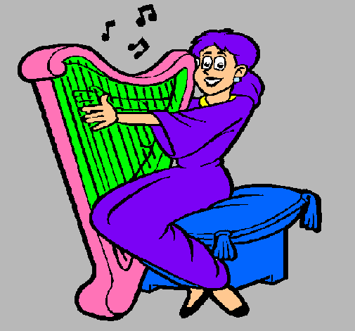 Mujer tocando la arpa