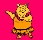 Dibujo Cerdo hawaiano pintado por manuelita1