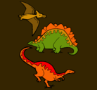 Dibujo Tres clases de dinosaurios pintado por izma
