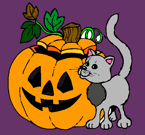 Calabaza y gato