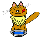 Dibujo Gato comiendo pintado por karina