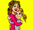 Dibujo Madre e hija abrazadas pintado por evita
