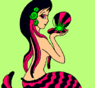 Dibujo Sirena y perla pintado por lessys