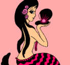 Dibujo Sirena y perla pintado por lizdany
