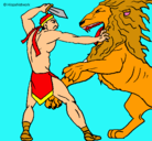 Dibujo Gladiador contra león pintado por pajarito5
