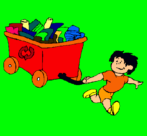 Niño reciclando