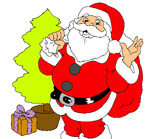 Dibujo de Santa Claus y un árbol de navidad pintado por Cbjytnmjhj en   el día 12-11-10 a las 02:41:17. Imprime, pinta o colorea tus  propios dibujos!