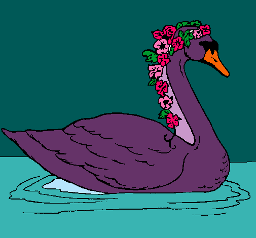 Cisne con flores