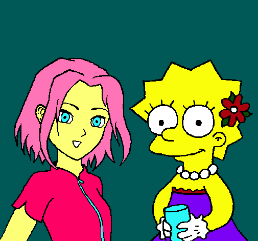 Dibujo Sakura y Lisa pintado por zayuri