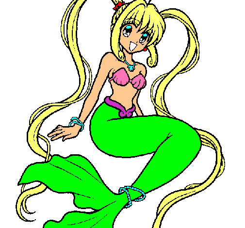 Dibujo Sirena con perlas pintado por midama