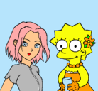 Dibujo Sakura y Lisa pintado por bolas