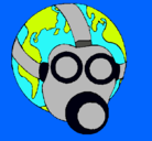 Dibujo Tierra con máscara de gas pintado por francis matos