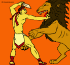 Dibujo Gladiador contra león pintado por DarianSan