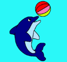 Dibujo Delfín jugando con una pelota pintado por leopardowa