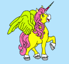 Dibujo Unicornio con alas pintado por israel