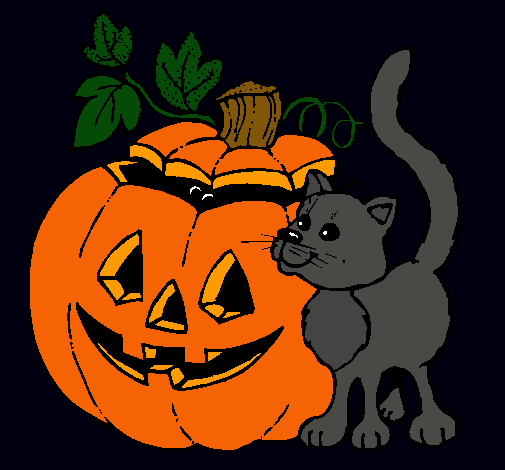 Calabaza y gato