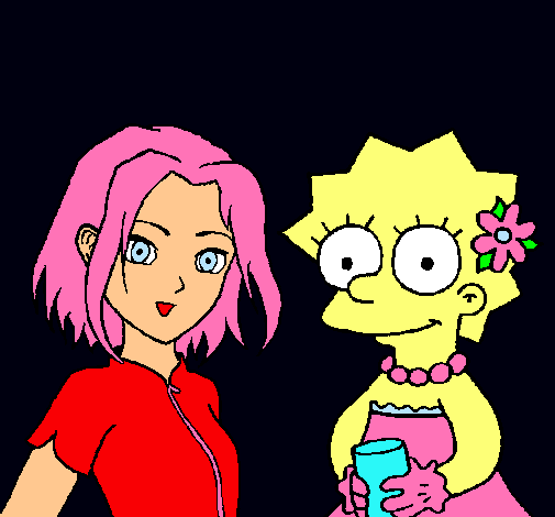 Dibujo Sakura y Lisa pintado por Joana