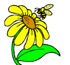 Dibujo Margarita con abeja pintado por JOSELO
