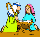 Dibujo Adoran al niño Jesús pintado por pablitho