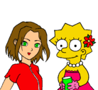 Dibujo Sakura y Lisa pintado por Aram
