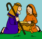 Dibujo Adoran al niño Jesús pintado por juanyluis