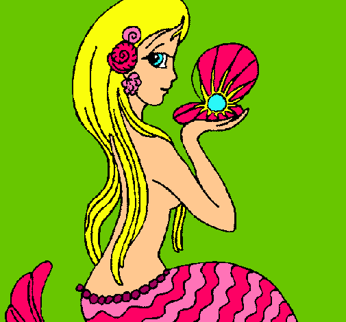 Dibujo Sirena y perla pintado por margary
