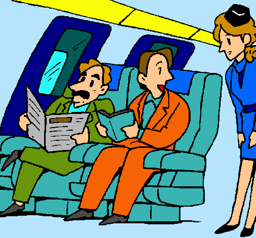 Dibujo Pasajeros en el avión pintado por sabri