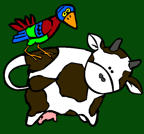 Vaca y pájaro