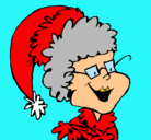 Dibujo Abuela con gorro navideño pintado por amalia