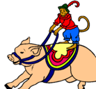 Dibujo Mono y cerdo pintado por estefi