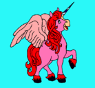 Dibujo Unicornio con alas pintado por cari