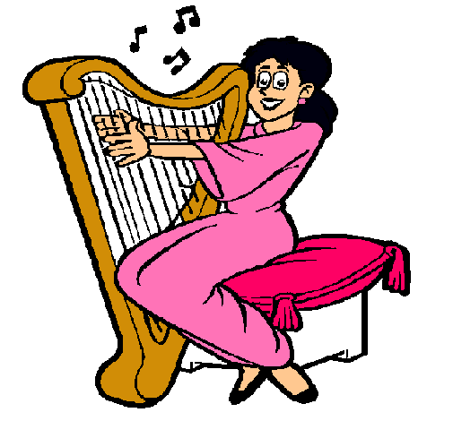 Mujer tocando la arpa