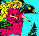 Dibujo Ángel del pesebre pintado por amalia