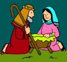Dibujo Adoran al niño Jesús pintado por cecilita