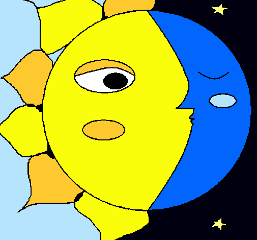 Dibujo Sol y luna 3 pintado por esme
