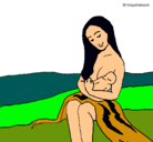 Dibujo Madre con su bebe pintado por cari