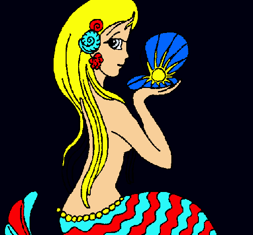 Dibujo Sirena y perla pintado por tosande