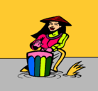 Dibujo Mujer tocando el bongó pintado por ANALIA