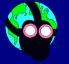 Dibujo Tierra con máscara de gas pintado por matiasXD