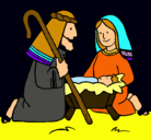 Dibujo Adoran al niño Jesús pintado por belen