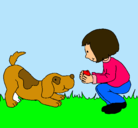 Dibujo Niña y perro jugando pintado por akel4