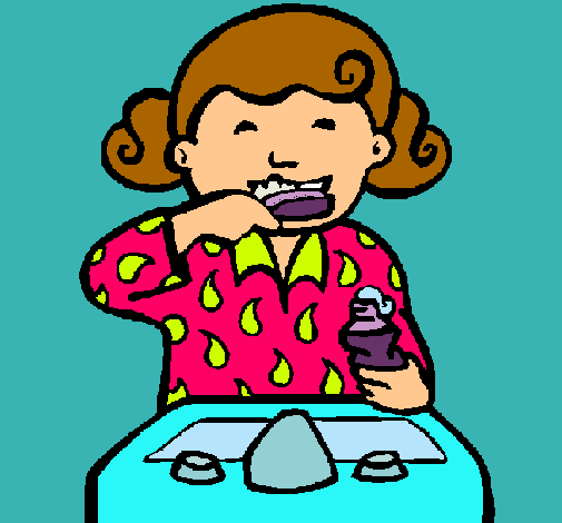 Dibujo Niña cepillándose los dientes pintado por Mariale