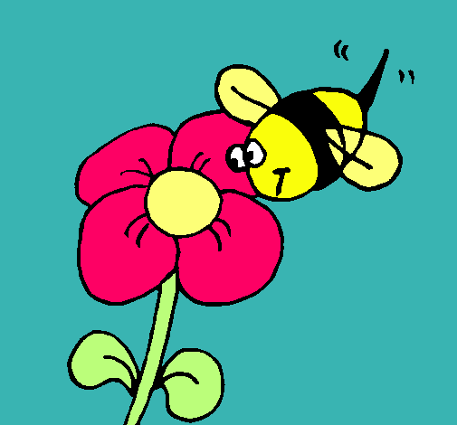 Abeja y flor